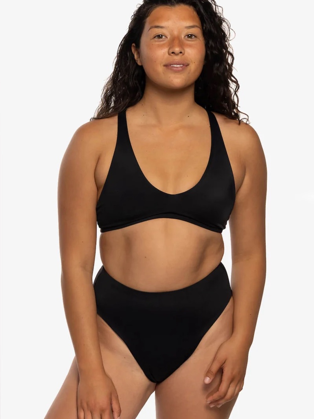 Natia Jolyn black high waisted surf bikini bottoms